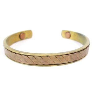Copper & Brass Mixed Metal Cuff Thin Bracelet Twisted Rope Healing Therapeutic